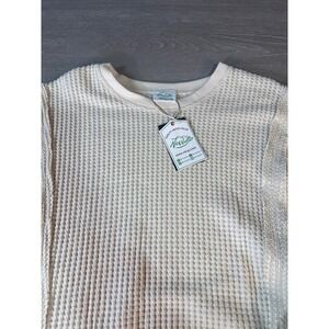 Very J My Comfort Waffle Soft Oversized Pullover Cream Small